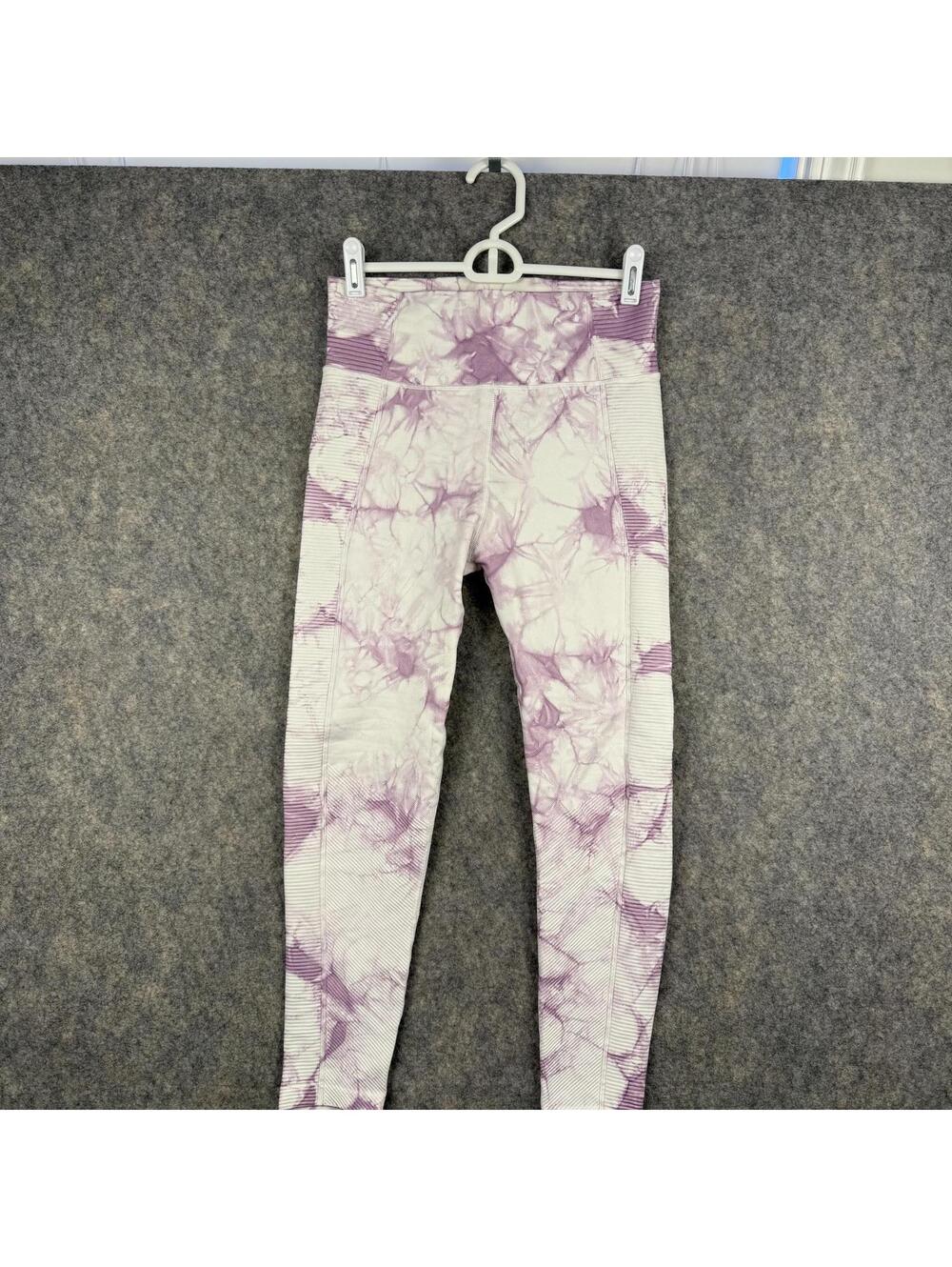 Aerie Offline Ribbed Seamless Compression Leggings Purple White Medium 23” 047